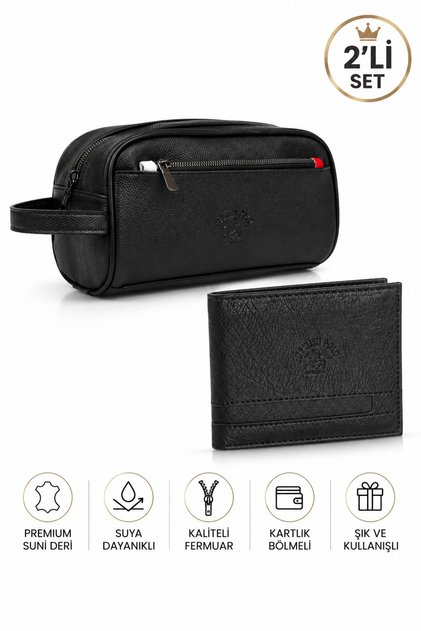 Men's Clutch Handbag and Wallet Card Holder Set of 2