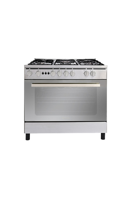 , Gas Cooker, 90*60 cm, 5 Burners, Full Safety, Grill, Cast Iron Pan Supports, Steel, Egyptian