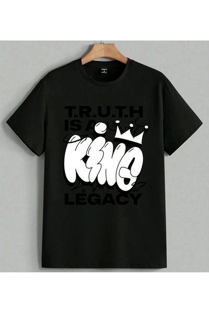 Truth Is King Kral Tacu Legacy Printed Unisex Oversize T-Shirt Black