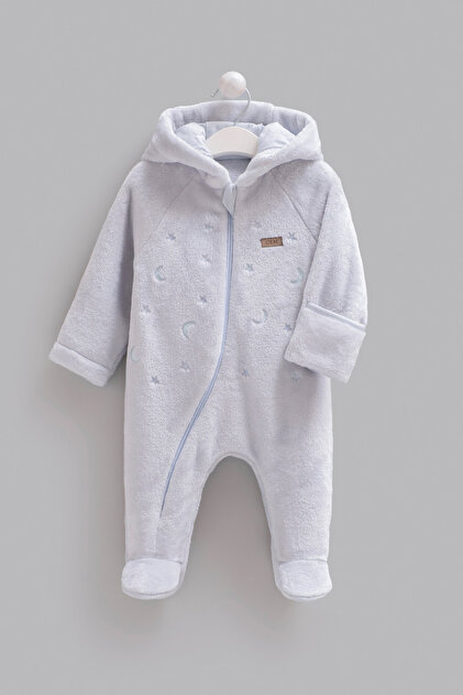 100% Cotton Baby Boy Romper with Hood, Plush Baby Romper with Gloves and Booties
