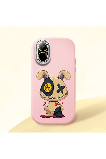 Realme 12 Lite Compatible Case Camera Protector Black Silicone Couple Phone Case Character Patterned