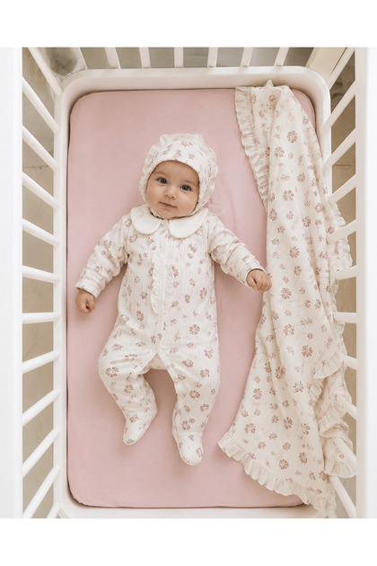 Rosalie Garden 3 Piece Newborn Hospital Discharge Set |   Floral Patterned Jumpsuit, Hat and Blanket 0-3 Months