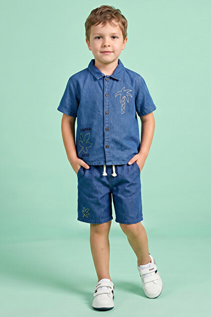 Embroidered Shirt and Shorts Set