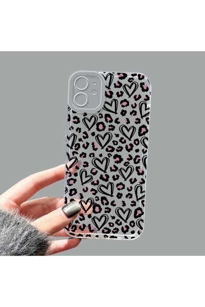 iPhone 11 Compatible Camera Protected Anti-Shock Aesthetic Print Patterned Transparent Silicone Case