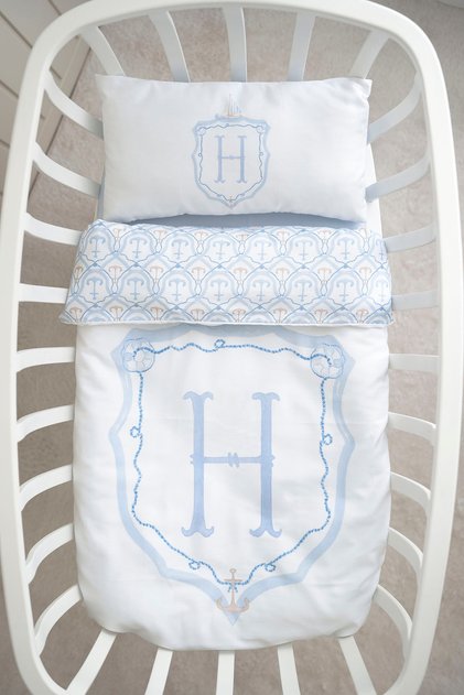 Mother's Side Duvet Cover Set (60X100) - Noble Series - Blue - Letter H