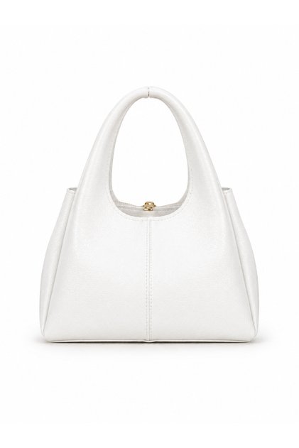 Rika White Zipper Detailed Women's Hand & Shoulder Bag