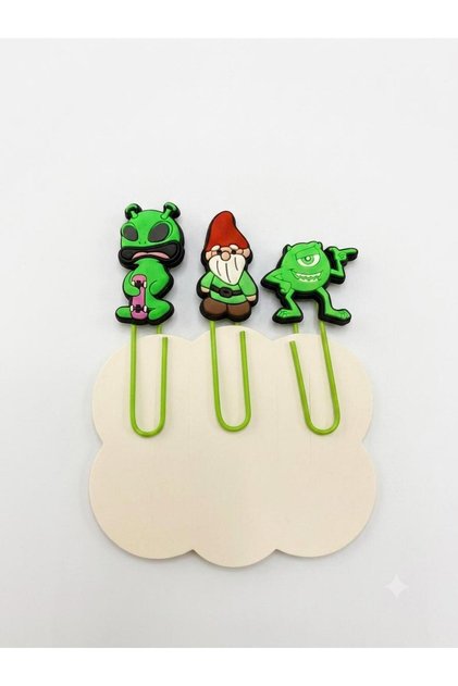 Bookmarks / Paper Clips Set of 3 Alien/Dwarf/Mike Wazowski