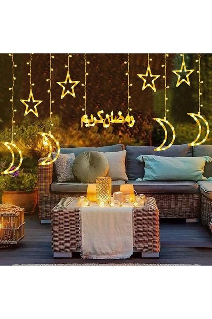 زينة رمضان، أضواء نجمية على شكل هلال، إضاءة خارجية لرمضان الكريم، 8 أنماط إضاءة