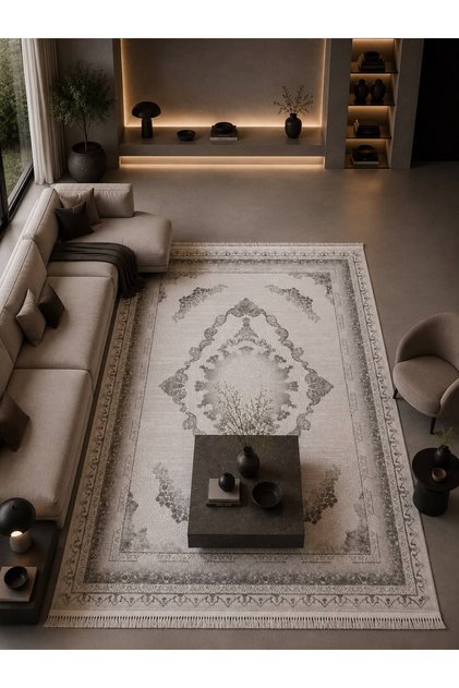 Safir 90822 095 Halı Leke Tutmaz, Tozumaz Yumuşak Modern Halı Salon Oturma Odası Halısı