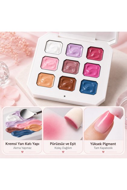 Pat Ombre Jeli Tırnak Ombre Paleti Pat Painting Gel Ombre Ojesi 9 Renk MX-01