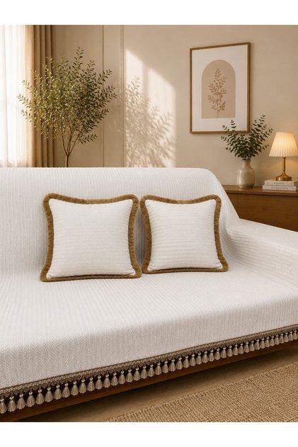 Pamuklu Saçaklı 2 Adet 45x45 Kırlent Kılıfı