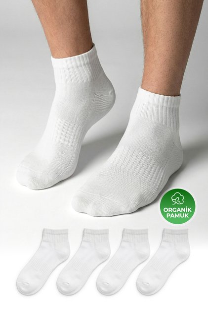 4-Piece Organic Cotton Men's Women's Sports Seamless Retro Short Tennis Socks with Towel Bottom 3503