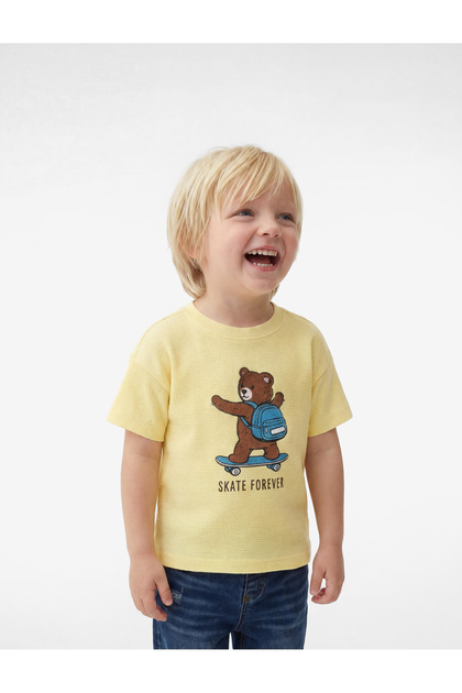 Teddy Bear Printed Crew Neck Short Sleeve Cotton Oversize T-Shirt