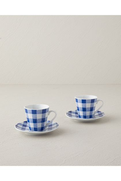 Helena Porcelain Coffee Cup Set 4 Pieces for 2 People Blue