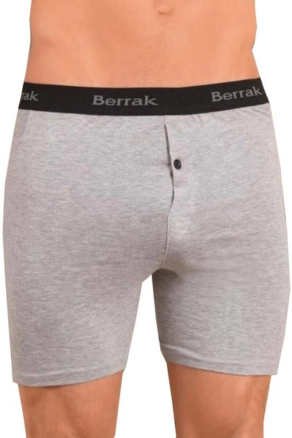 Men's Gray Single Pack 1059 Lycra Buttoned Boxer-Gray-Xl