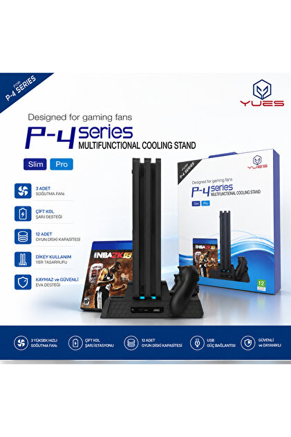 YUES Ps4 Multi Fonksiyonel Stand Fanlı Oyun Stand Şarj Standı (PS4
