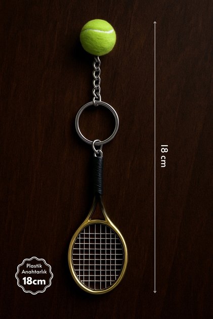 Yellow Racket and Tennis Ball Keychain