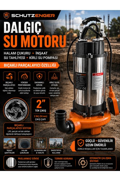 Alman Bıçak sistemli 5 Hp Foseptik Dalgıç Pompa Kirli Su Pompa Şamandıralı 750f Kuyu Boşaltma Motoru