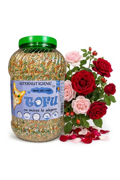 Tofu ecoMiau – Asternut biodegradabil si pentru pisici, Trandafir, 8 Litri