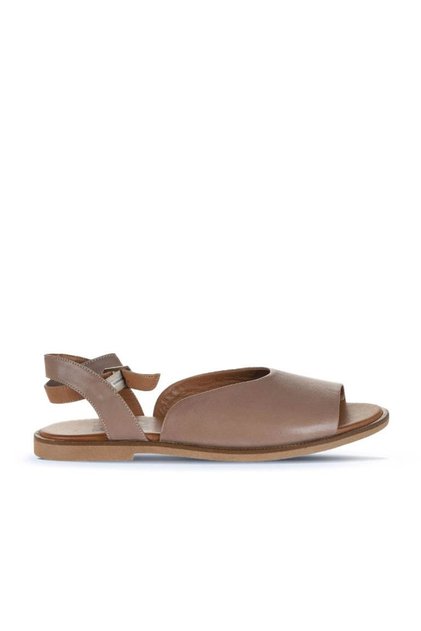 Gray Leather Women's Flat Sandals 01Wa5702