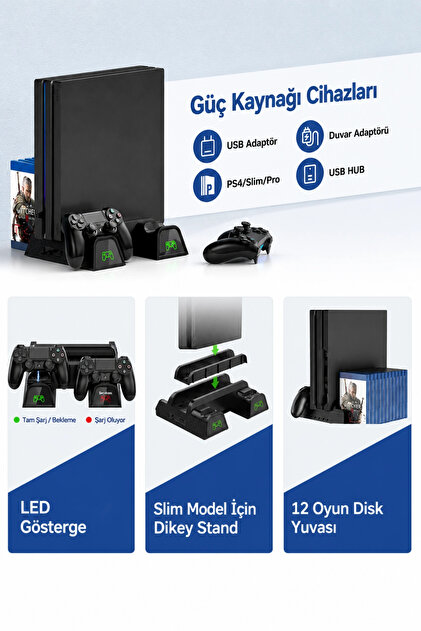 Blackbird Game Center Hepu TP4-882C PS4 3 Soğutma Fanlı Stand Şarj