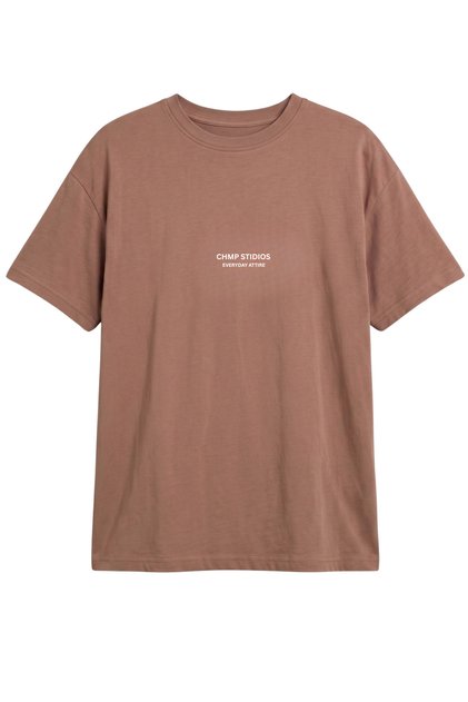 Women's Oversize T-Shirt Chmp Studios Printed Brown – Crew Neck, 100% Cotton Compact Single Jersey 24/