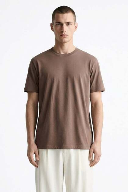Madmext Kahverengi Regular Fit Basic Erkek Tişört 6131 - Fiyatı