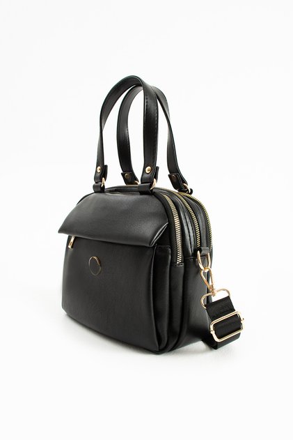 Black Matte Women's Faux Leather Adjustable Cross Strap Smart Casual Shoulder and Hand Bag