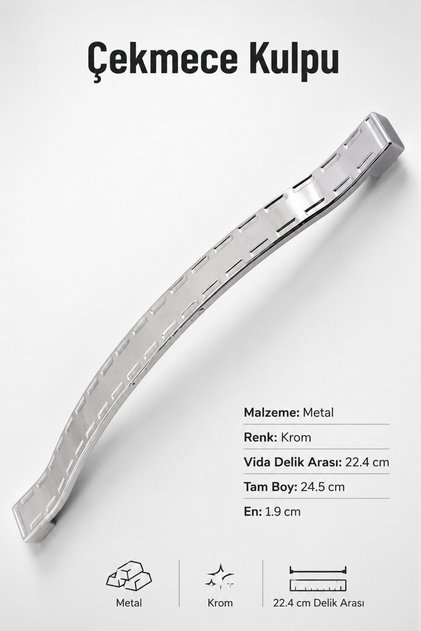 Furniture Bathroom Kitchen Cabinet Drawer Door Cabinet Lid Handle Metal Handle Chrome 224 mm Handle