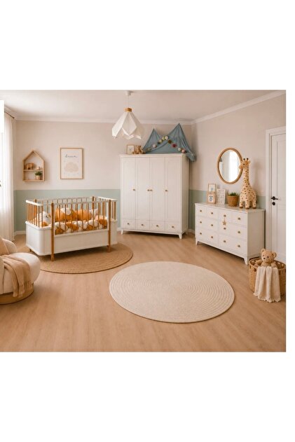 箱馬 ヒノキ ホワイト ４個セット Koza %100 MDF Oslo Mega Ahşap Beyaz Bebek Odası Takımı (4 Kapılı