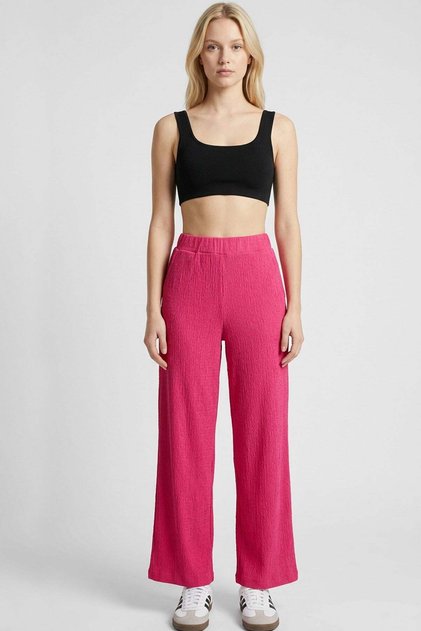Comfortable Fit High Waist Wide-Leg Viscose Mix Women's Trousers