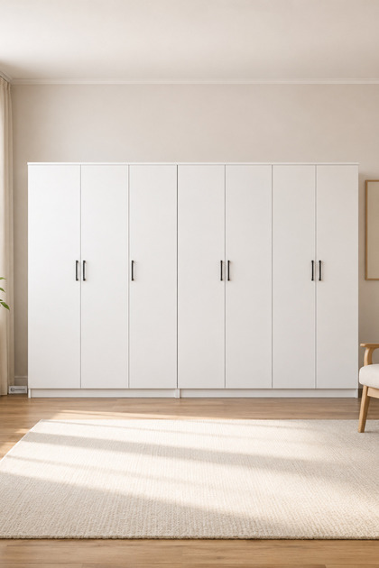 midoser Kardelen Serisi Beyaz 7 Kapaklı 10 Raflı 260 Cm Elbise