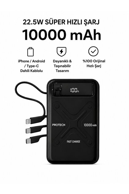 20W Hızlı Şarjlı 10000 mAh Cep Boy Akıllı Dijital Ekranlı Powerbank
