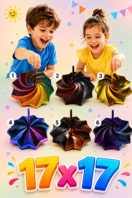 Jap Jup Stres Yıldızı 17x17 cm – Büyük Boy Spiral Fidget Duyusal Oyuncak Rainbow (1 Adet)