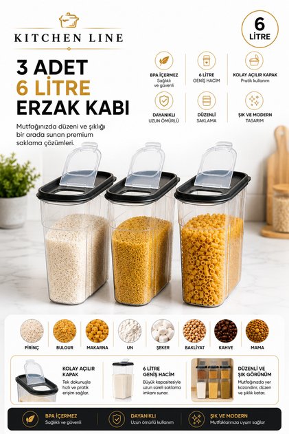 3-Piece 6 Liter Premium Food Storage Container Set