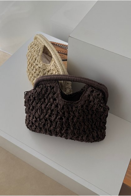 Women's Straw Handbag Aci Brown Straw