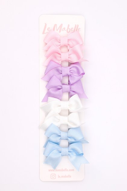 Multicolored Soft 8-Piece Ribbon Bow Clip Buckle Set