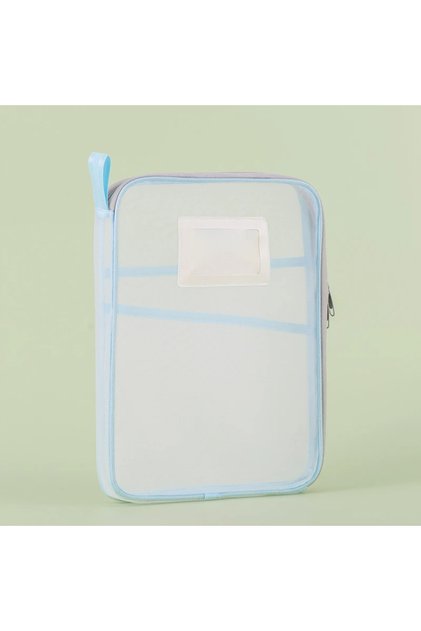 31x23.5x4cm Blue A4 Stationery Storage Bag Double-layer Mesh Zipper Bag Large Capacity Organizer Fol