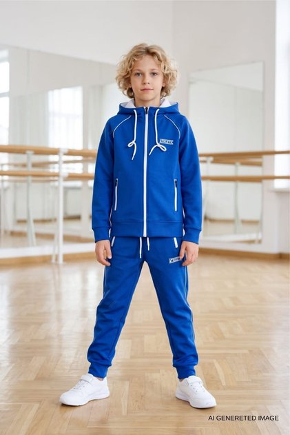 Boy's Scuba Atheletic Raglan Sleeve Hooded Diving Fabric Tracksuit Set Esf7028