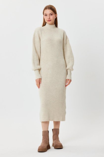 ALEXANDERGARDY SLEEVES PATTERNED BALLOON SLEEVE KNITWEAR DRESS(A91414-S)