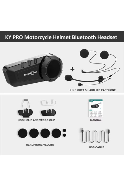 One Set KY Pro Freedconn Group Motorcycle Intercom Bluetooth Helmet Headset Headphones 6 Riders 1000