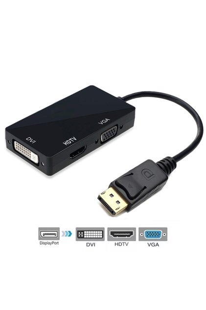 Black Displayport Hub Display Port to HDMI-Compatible VGA DVI Adapter Cable Male to Female Converter
