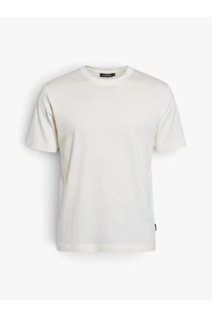 Liyosel Karışımlı Yırtmaçlı Regular Fit T-Shirt Erkek Krem T-Shirt - 325P361VS104K