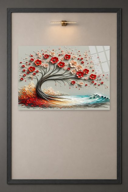 Çiçek Açan Ağaç Modern Cam Tablo HMDS0081