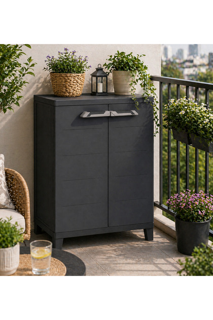 Çok Amaçlı Plastik Dolap Balkon Banyo Bahçe İçin Dayanıklı Depolama Dolabı