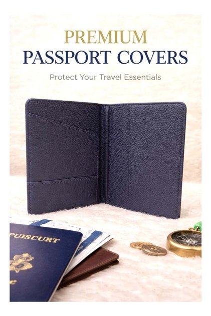 PU Leather Passport Cover (Navy Blue)