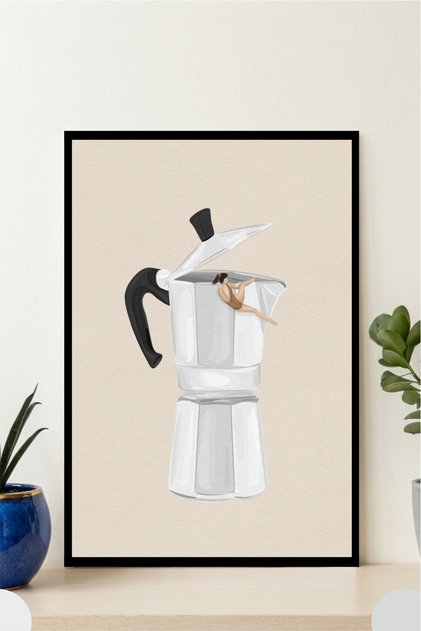 Coffee, Mutfak Tasarımlı Çerçeve Görünümlü Mdf Tablo