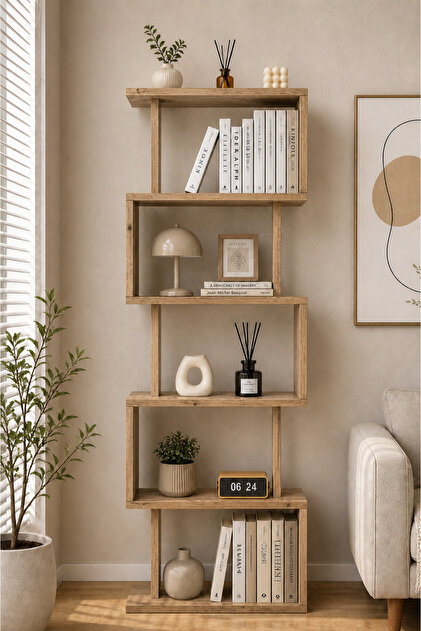 Tuana Dekoratif Kitaplık Modern Kitaplık Yatay Ve Dikey Kullanım Çam