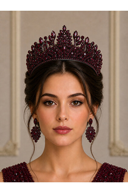 White bridal crown set with crystal stones