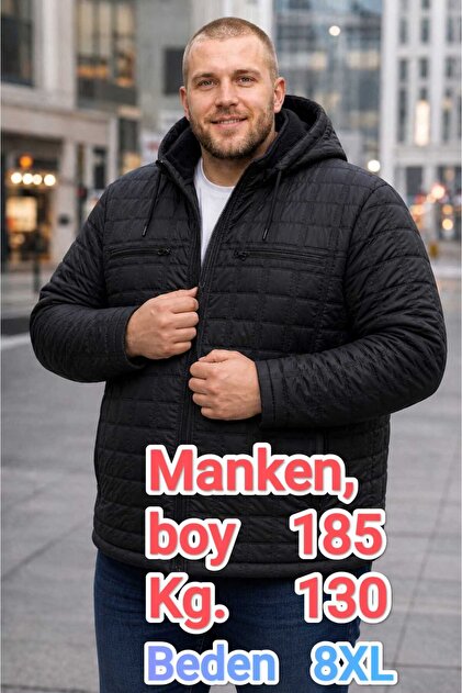 OKER BÜYÜK BEDEN ERKEK seyyar KAPÜŞONLU HAFİF KIŞLIK KAPİTONE MONT